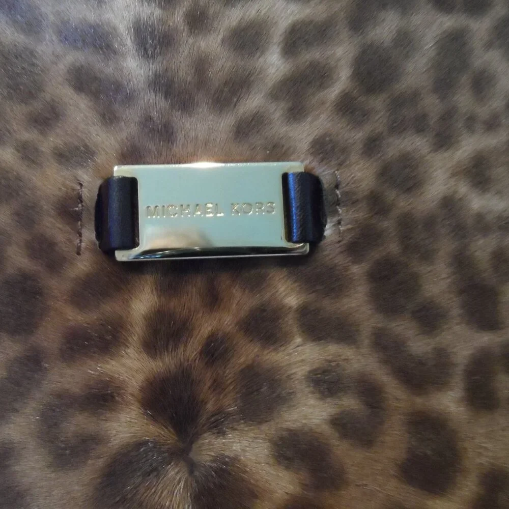 New Michaek Kors Collection Brown Leopard Calf Hair/Croc Print Leather Bag - Picture 8 of 16